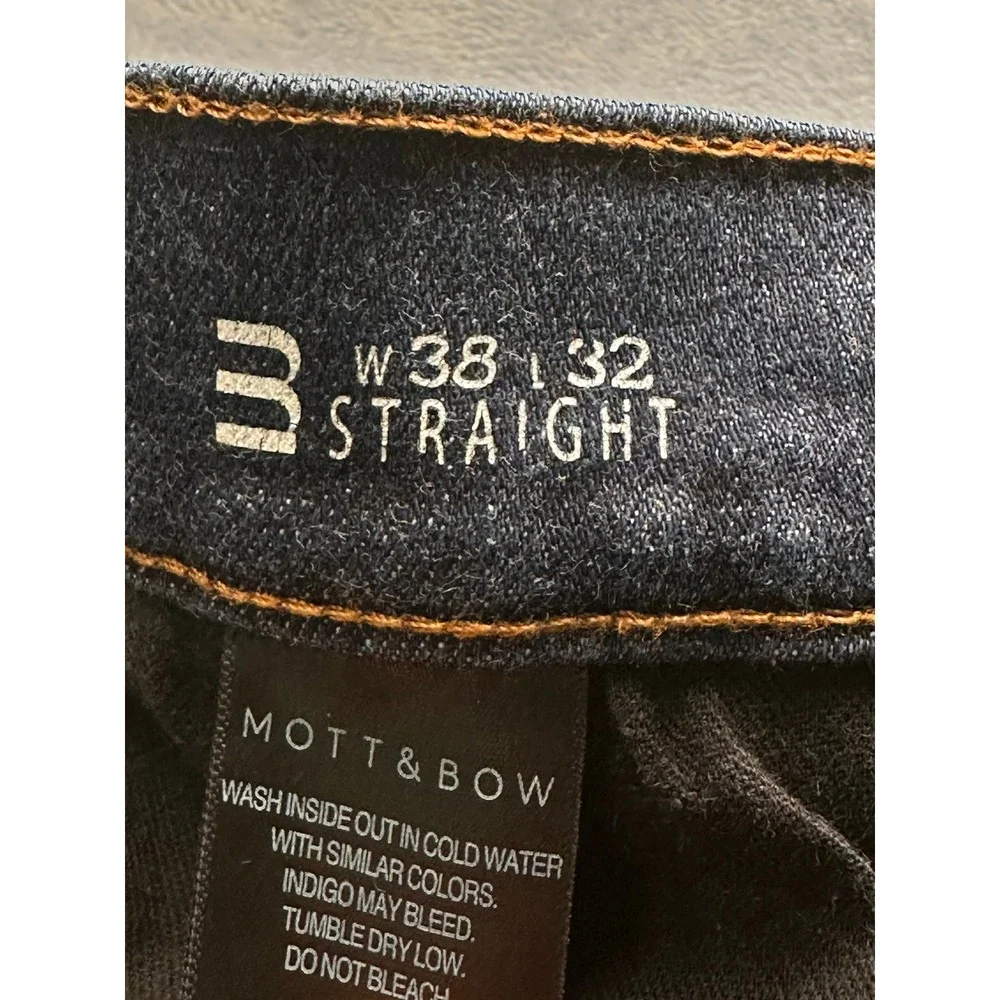 Mott & Bow Straight Jeans Mens 38x32 Dark Wash Straight Leg Denim Pants